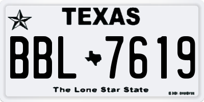 TX license plate BBL7619