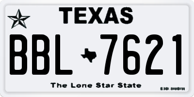 TX license plate BBL7621