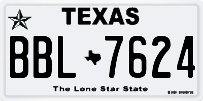 TX license plate BBL7624