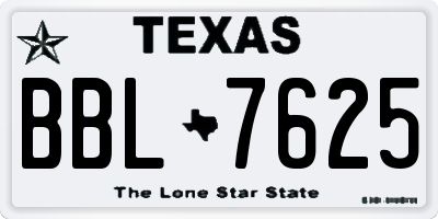 TX license plate BBL7625