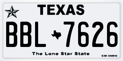 TX license plate BBL7626