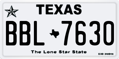 TX license plate BBL7630
