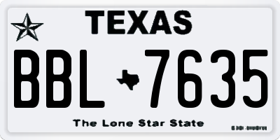 TX license plate BBL7635