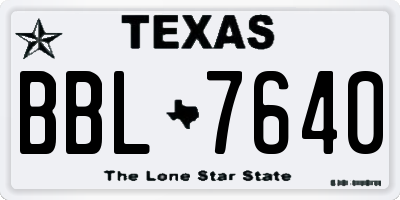 TX license plate BBL7640