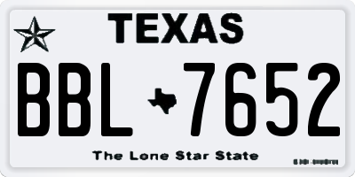 TX license plate BBL7652