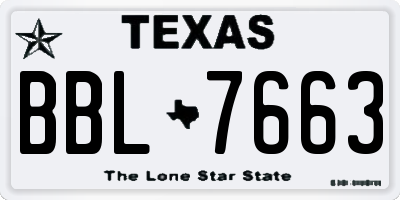 TX license plate BBL7663