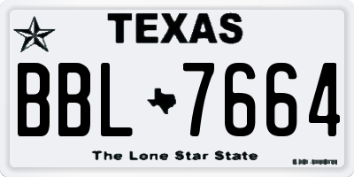 TX license plate BBL7664