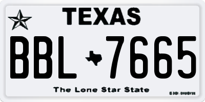 TX license plate BBL7665
