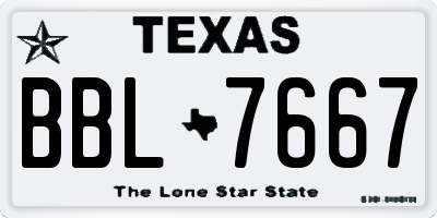 TX license plate BBL7667