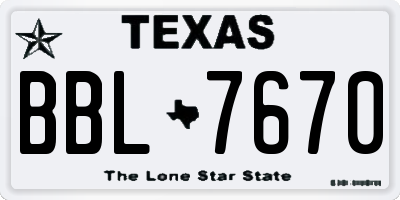 TX license plate BBL7670