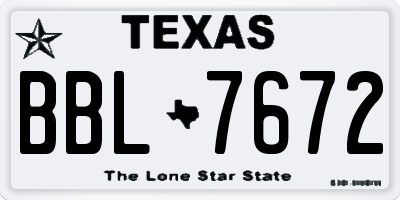 TX license plate BBL7672