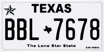 TX license plate BBL7678