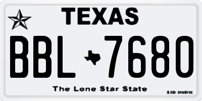 TX license plate BBL7680