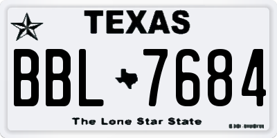 TX license plate BBL7684