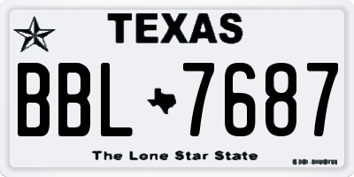 TX license plate BBL7687