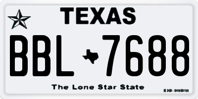 TX license plate BBL7688