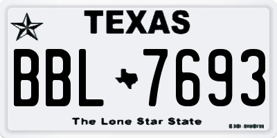 TX license plate BBL7693