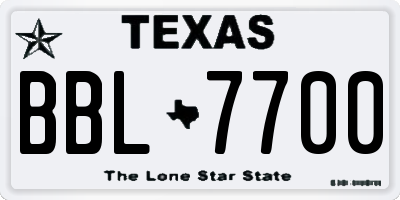 TX license plate BBL7700