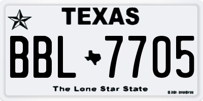 TX license plate BBL7705