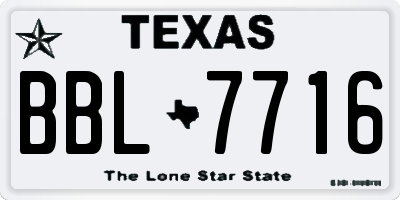 TX license plate BBL7716