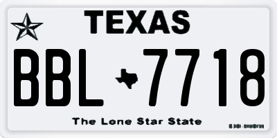 TX license plate BBL7718