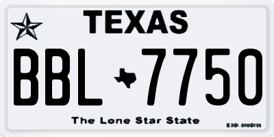 TX license plate BBL7750