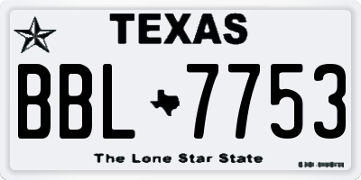 TX license plate BBL7753