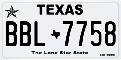 TX license plate BBL7758