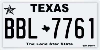TX license plate BBL7761