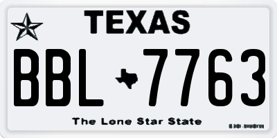 TX license plate BBL7763