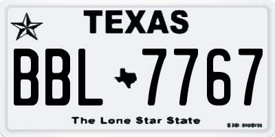 TX license plate BBL7767