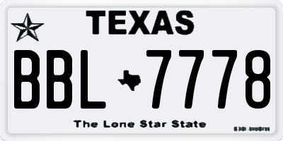 TX license plate BBL7778