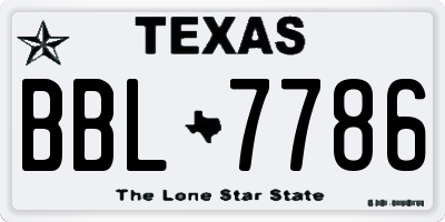 TX license plate BBL7786