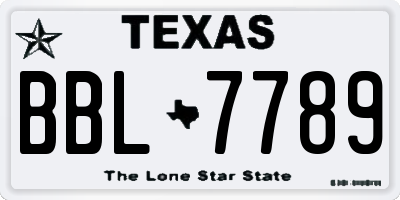 TX license plate BBL7789
