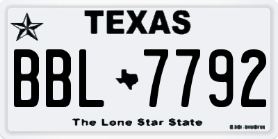 TX license plate BBL7792