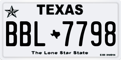 TX license plate BBL7798