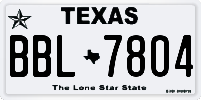 TX license plate BBL7804