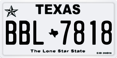 TX license plate BBL7818