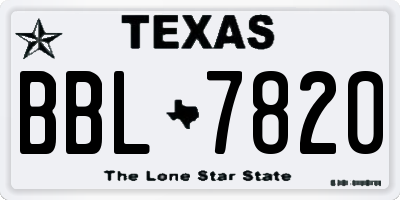 TX license plate BBL7820
