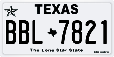 TX license plate BBL7821