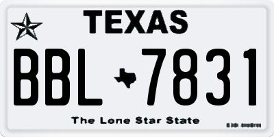TX license plate BBL7831