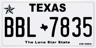 TX license plate BBL7835
