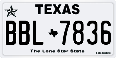 TX license plate BBL7836