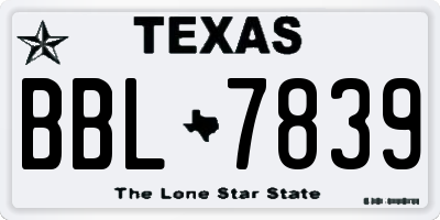 TX license plate BBL7839