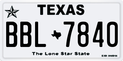TX license plate BBL7840