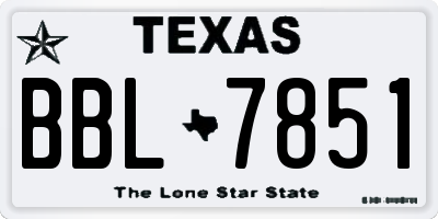 TX license plate BBL7851