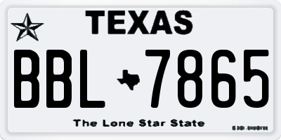 TX license plate BBL7865