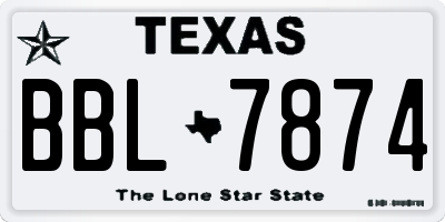 TX license plate BBL7874