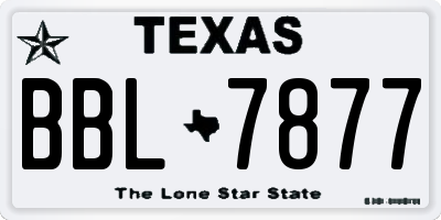 TX license plate BBL7877