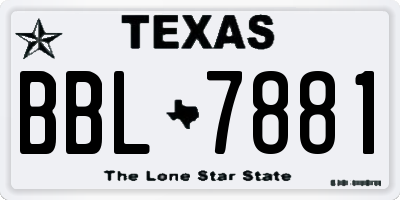 TX license plate BBL7881